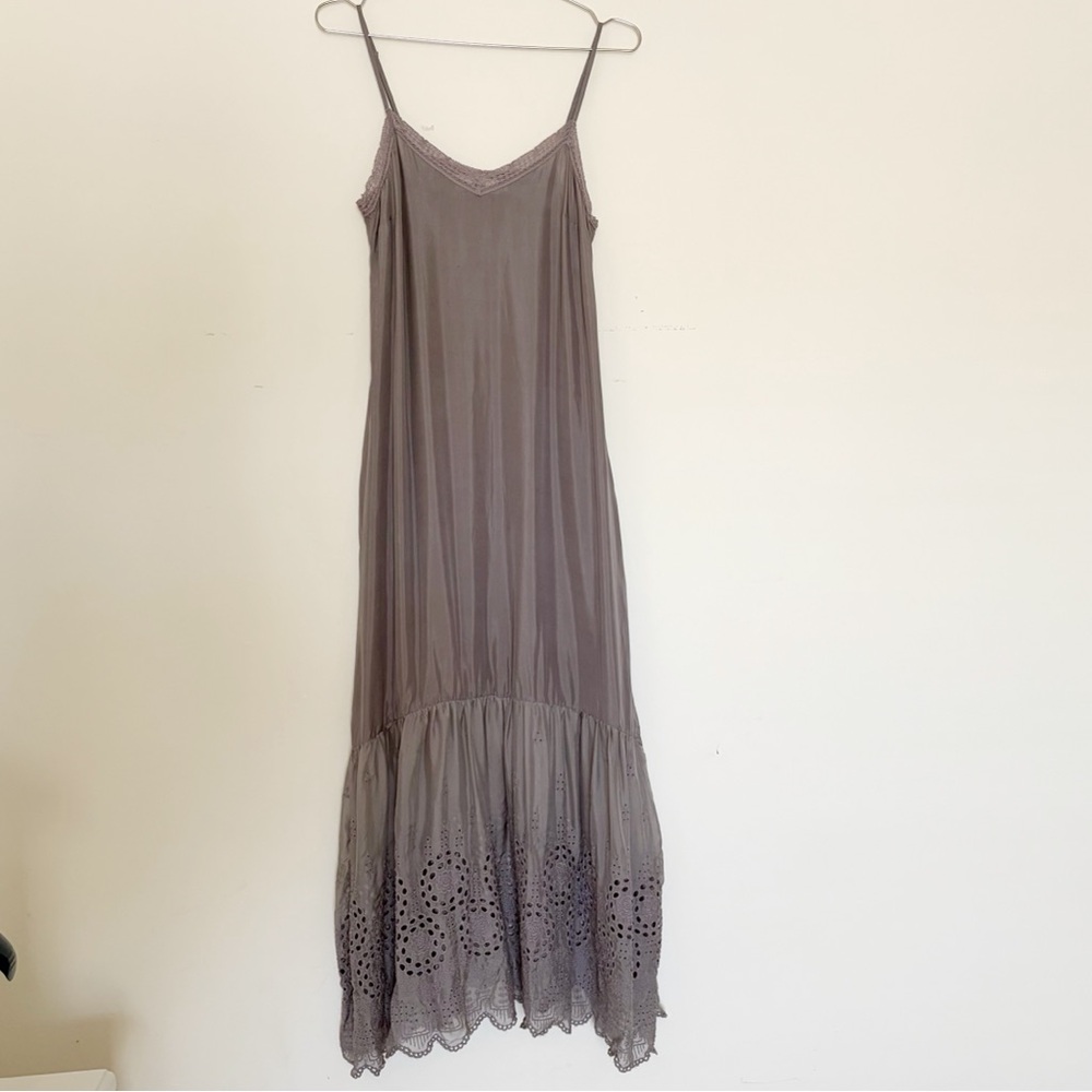 Johnny Was X 4Love and Liberty 100% Silk Chiffon Maxi Sheer Eyelet Slip